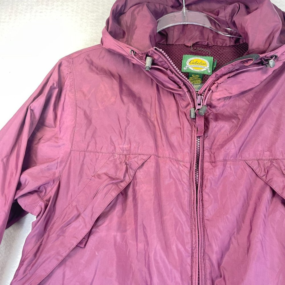 Vintage CABELAS Womens S Purple Windbreaker Jacket Packable Hooded Drawstring